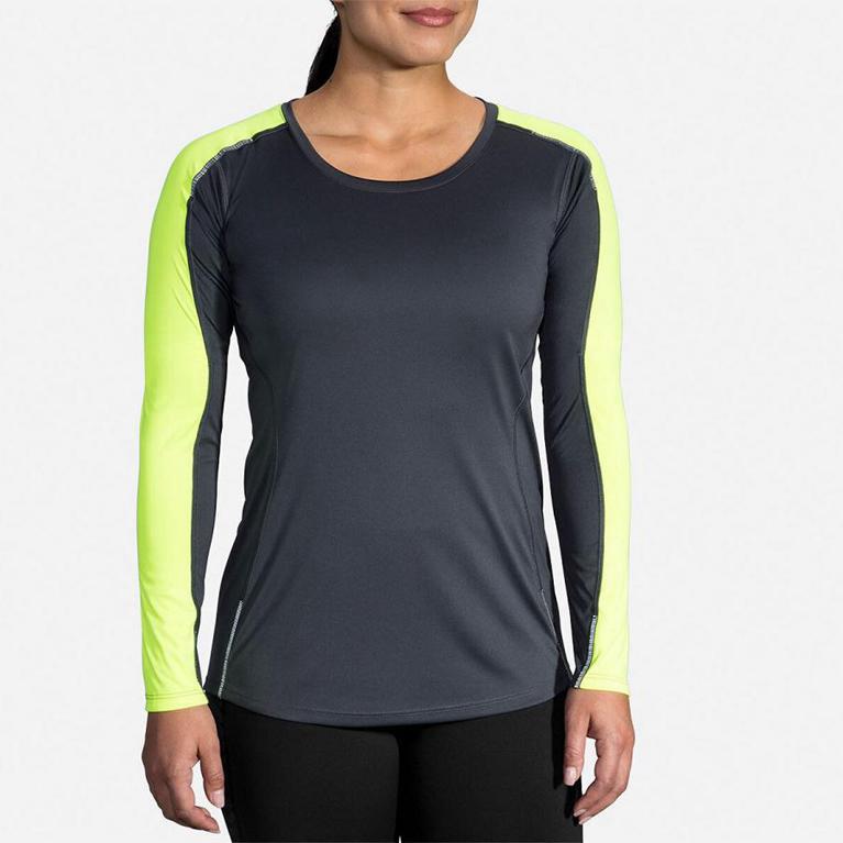 Brooks Women's Nightlife Long Sleeve Running Shirt - Grey (YKZB75214)